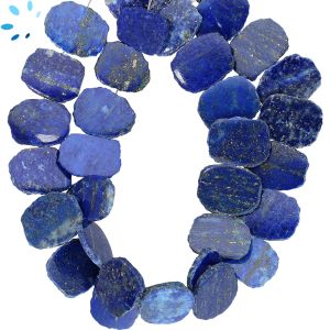  Lapis Smooth Coin Drill Slice Beads 17x12mm