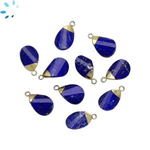 Lapis Faceted Twisted Pear Shape 14x9mm Gold Electroplated 