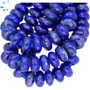 Lapis Faceted Rondelle Large Hole Size Beads 14 mm - 4 mm Drill Hole 