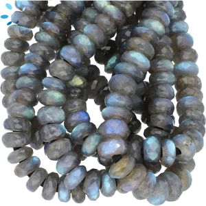 Labradorite Faceted Rondelle Large Hole Size Beads 9mm - 3 mm Drill Hole 