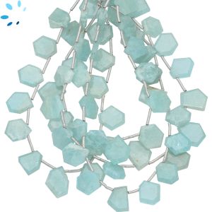 Milky Aquamarine Faceted Organic Slices Beads 11x8 mm