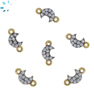 Moon Charm Natural Zircon 0.12 cwt Gold Plated Over Sterling Silver 6x5mm SET OF 2