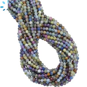 Multi Sapphire Faceted Round Beads 3 mm