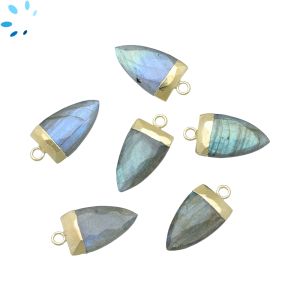 Labradorite Half Marquise Shape 17x10 mm Electroplated 