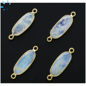 Rainbow Moonstone Rounded Rectangle 16x8 - 17x8 mm Bezel Connector 