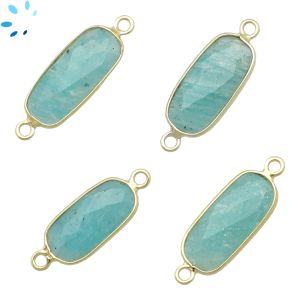 Amazonite Rounded Rectangle 16x8 - 17x8 mm Bezel Connector 