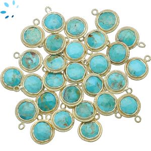 Turquoise Twisted Wire Bezel 10-11 mm Set Of 4