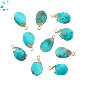 Turquoise Faceted Twisted Pear Shape 14x9mm Gold Electroplated 