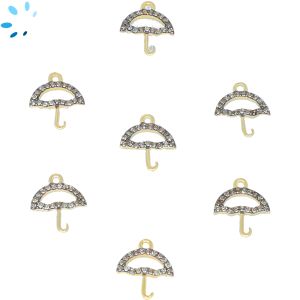 Umbrella Pave Champagne Diamond Charm Pendant Sterling Silver Gold Plated