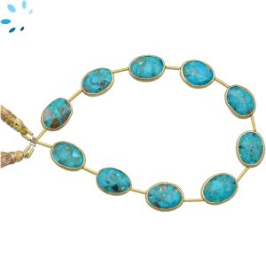 Sterling Silver Gold Plated Bezel Set Turquoise Nuggets 15x12 - 16x12mm 
