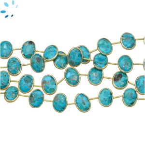 Sterling Silver Gold Plated Bezel Set Turquoise Coin Drill Nuggets 16x13mm