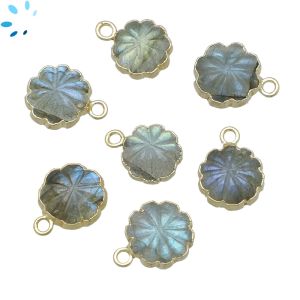 Labradorite Carved Coin 11- 12 mm Electroplated 
