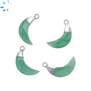 Green Aventurine Moon Shape 15x5 - 16x6 mm Electroplated Charm 