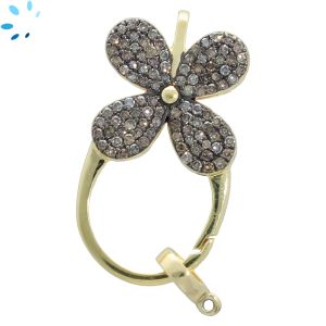 Flower Lobster Clasp Champagne Diamond Sterling Silver Gold Plated