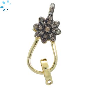 Flower Lobster Clasp Sterling Silver Gold Plated Champagne Diamond