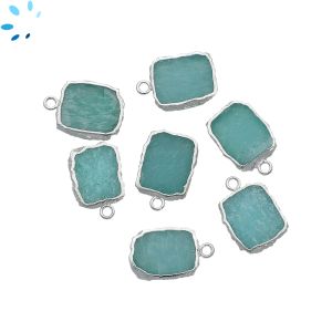 Amazonite Slice 14x12 - 15x13 mm Silver Electroplated Charm 