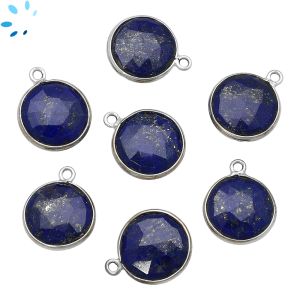 Lapis Faceted Bezel Coin 13x13 Mm Set Of 4