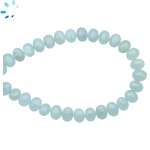 Aquamarine Faceted Oval Center Drill Beads 8x6 - 9x7 mm 