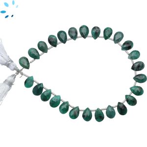 Raw Emerald Faceted Pear Shape Beads 10x7mm