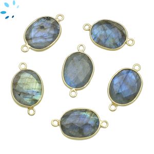 Labradorite Faceted Oval Connector 15x12 mm 