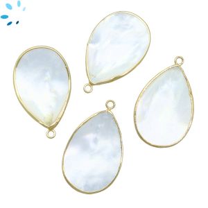 Mother of Pearl Pear Shape Pendant 35x25mm-Gold Electroplated 