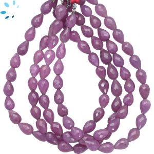 Pink Sapphire Faceted Drop Beads 8x5 - 9x6 mm
