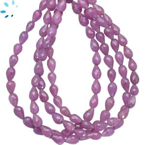 Pink Sapphire Faceted Drop Beads 7x5 mm