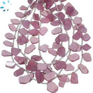 Pink Sapphire Smooth Organic Slices Beads 9x5 - 9x7 mm