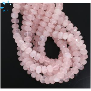 Rose Quartz Faceted Rondelle Shape Beads 6.5 mm 