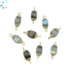 Labradorite Puff Marquise Connector 12x6 mm Electroplated 