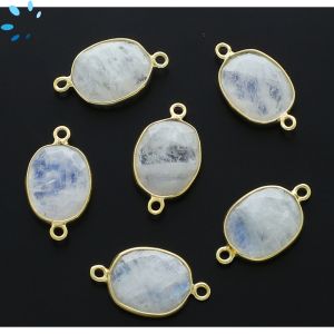 Rainbow Moonstone Faceted Oval Connector 15x12 - 16x12 mm 