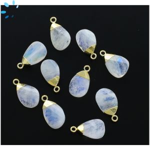 Rainbow Moonstone Faceted Twisted Pear Shape 12x8 - 13x9mm Gold Electroplated 
