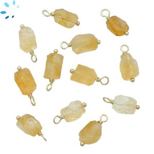 Citrine Rough Sterling Silver Gold Plated Wire Wrapped 8x5 - 9x6mm 