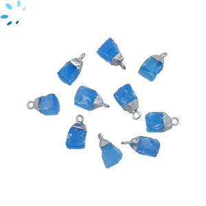 Blue Chalcedony Rough Shape 8x5 - 9x6 mm Electroplated Charm 