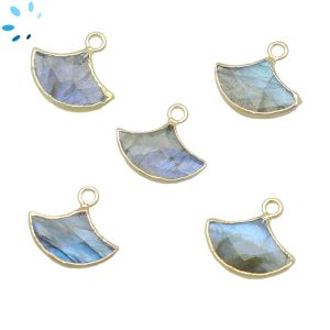 Labradorite Faceted Fan 15x10 mm Electroplated 