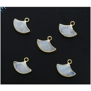 Rainbow Moonstone Faceted Fan 15x10 mm Electroplated 