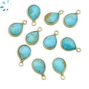 Sterling Silver Gold Plated Turquoise Pear Shape 9x7 - 10x7mm 