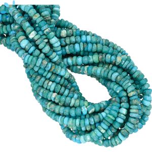 Natural Kingman Mine Turquoise Faceted Rondelle Beads  4 - 4.5mm | 0.8 - 0.9 mm Drill Hole 