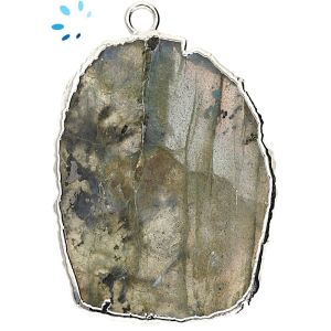 Labradorite Electroplated Slice Pendant -Silver (SD) 27x35mm-27x37mm