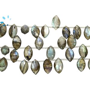 Natural Labradorite Faceted Marquise Beads 11x6 - 12x7mm