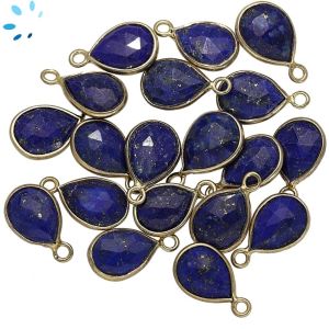 Sterling Silver Gold Plated Lapis  Pear Shape 10x8 - 11x8 mm 