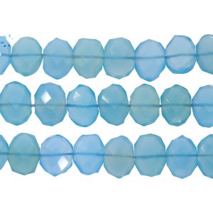 Blue Chalcedony Faceted Coin Drill Nuggets 15x11MM 