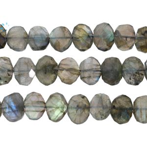 Labradorite Faceted Coin Drill Nuggets 14x10- 15x11Mm