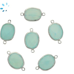 Aqua Chalcedony Faceted Oval Connector 15x12 mm 