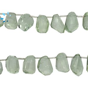 Green Amethyst Faceted Step Cut Nuggets 14x13 - 19x13MM 