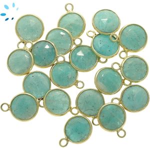Amazonite Sterling Silver Bezel Set Coin Charm 9 mm 