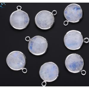 Rainbow Moonstone Faceted Bezel Coin 13x13 Mm Set Of 4