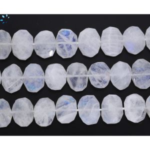 Rainbow Moonstone Faceted Flat Connector Nuggets 13x10 - 14x10 mm 