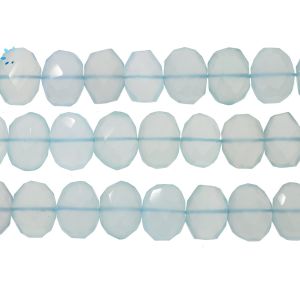 Aqua Chalcedony Faceted Coin Drill Nuggets 14x10 -15x11mm  