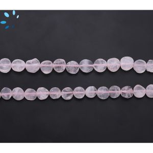 Rose Quartz  Smooth Coin Beads 6 - 7Mm